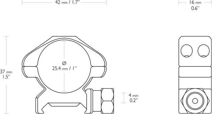 Кільця Hawke Precision Steel. d – 25.4 мм. Low. Weaver/Picatinny (39860084) - зображення 2