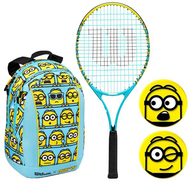 Zestaw do tenisa ziemnego Wilson Minions 2.0 Junior Kit 25 WR097510F 3 7/8 rakieta do tenisa + plecak + 2 tłumiki Niebiesko-żółta (0097512589307) - obraz 1