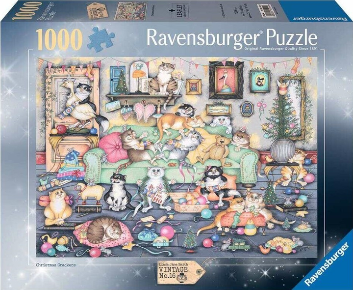 Пазл Ravensburger Кішки-ізгої на Різдво 70 x 50 см 1000 деталей (4005555012443) - зображення 1