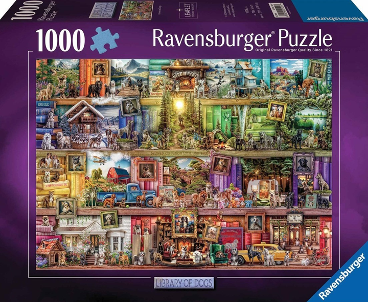 Пазл Ravensburger Собаки в бібліотеці 70 x 50 см 1000 деталей (4005555012597) - зображення 1