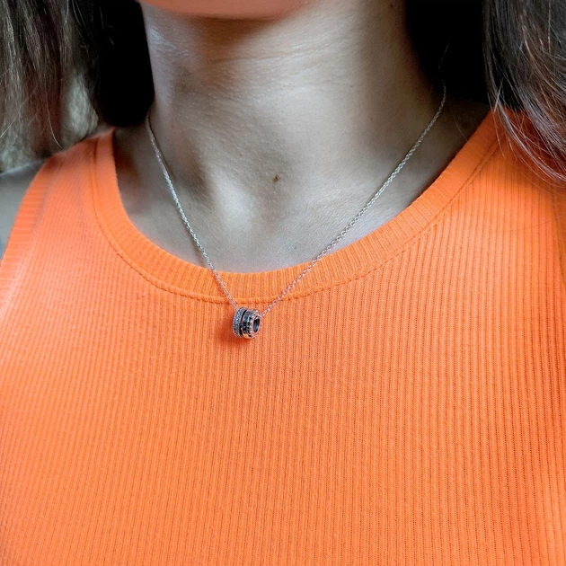 Серебряное колье с фианитами, вес изделия 5,36 гр (2160366) - изображение 7