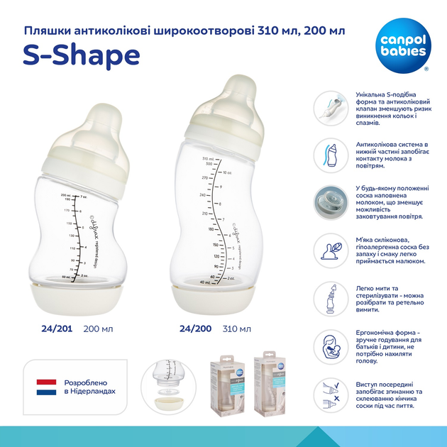 Пляшка антиколікова Canpol babies S-Shape широкоотворова 200 мл (24/201) - зображення 10