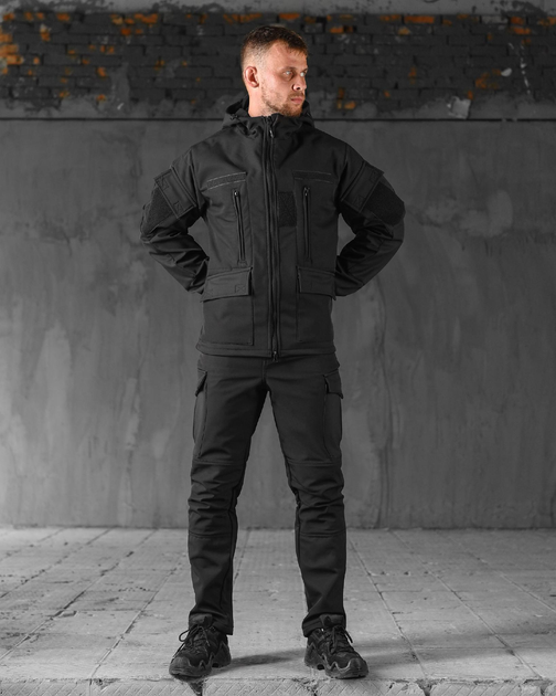 Тактический демисезонный костюм SoftShell 2XL черный (51852) - изображение 1