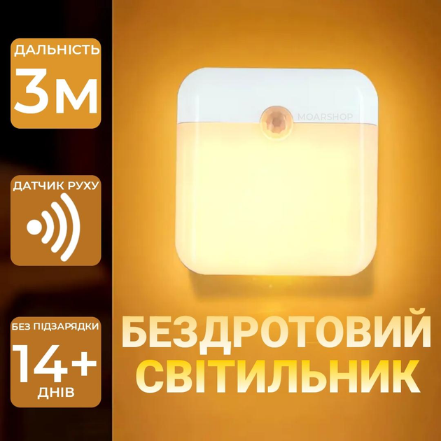 Светильник беспроводной с датчиком движения ночник аккумуляторный ...