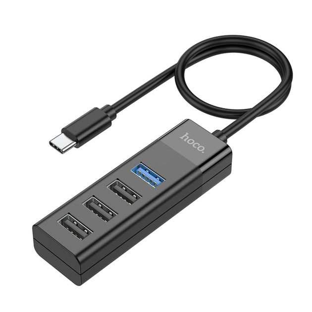 USB-концентратор Hoco HB25 Easy mix 4-in-1 converter(Type-C to USB3.0+USB2.0*3) Black - Фото 1 USB-концентратор Hoco HB25 Easy mix 4-in-1 converter(Type-C to USB3.0+USB2.0*3) Black - изображение 1