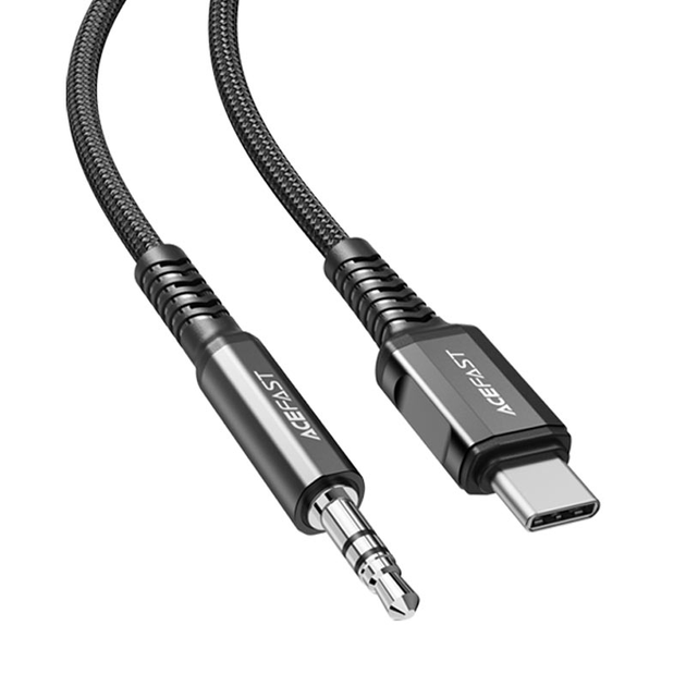 Кабель ACEFAST C1-08 USB-C to 3.5mm aluminum alloy audio cable Black - Фото 1 Кабель ACEFAST C1-08 USB-C to 3.5mm aluminum alloy audio cable Black - изображение 1