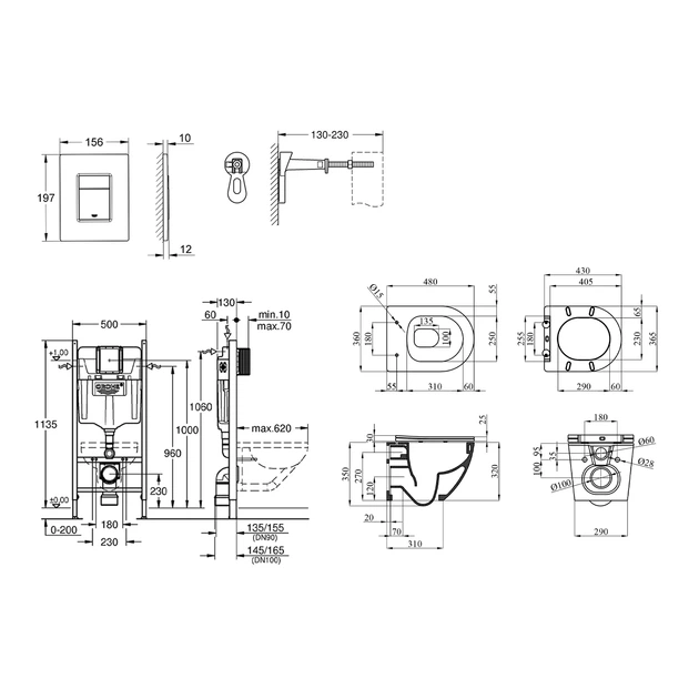 Комплект 4 в 1: Інсталяція GROHE Solido 3 в 1 3884966Q + Унітаз безобідковий Kroner Harz WHI483632 TORNADO (3884966KH483632) - Фото 2 Комплект 4 в 1: Інсталяція GROHE Solido 3 в 1 3884966Q + Унітаз безобідковий Kroner Harz WHI483632 TORNADO (3884966KH483632) - изображение 2