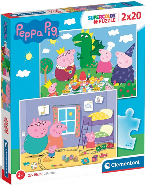 Puzzle Clementoni Super Kolor Peppa Pig 2 po 20 elementów (8005125247783) - obraz 1