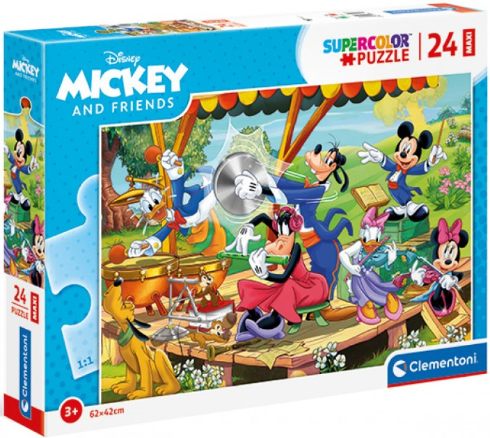 Puzzle Clementoni Maxi Super Kolor Mickey And Friends 24 elementy (8005125242184) - obraz 1