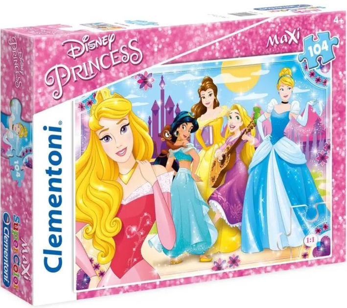 Puzzle Clementoni Maxi Super Kolor Princess 104 elementy (8005125237142) - obraz 1