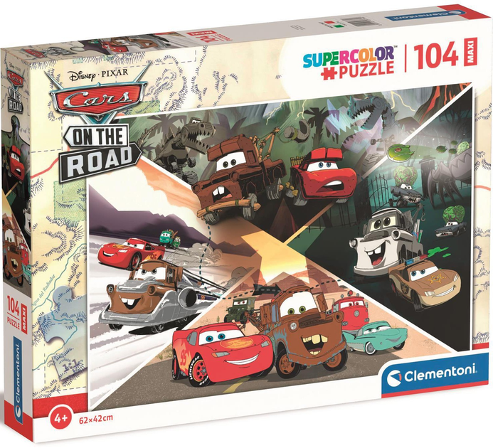 Puzzle Clementoni Maxi Super Kolor Cars On The Road 104 elementy (8005125237746) - obraz 1