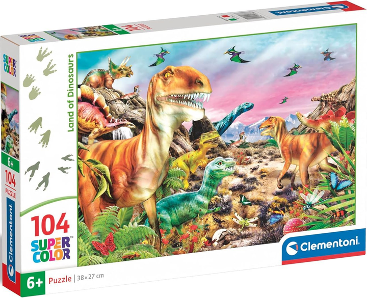 Puzzle Clementoni Super Kolor Land Of Dinosaurs 104 elementy (8005125257683) - obraz 1