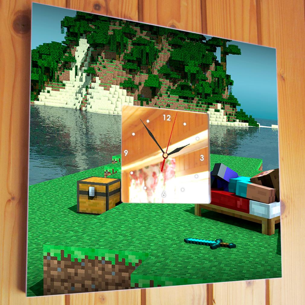 Часы в детскую "Майнкрафт. Minecraft" для интерьера детской комнаты ...