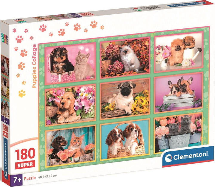 Puzzle Clementoni Super Puppies Collage 180 elementów (8005125297887) - obraz 1