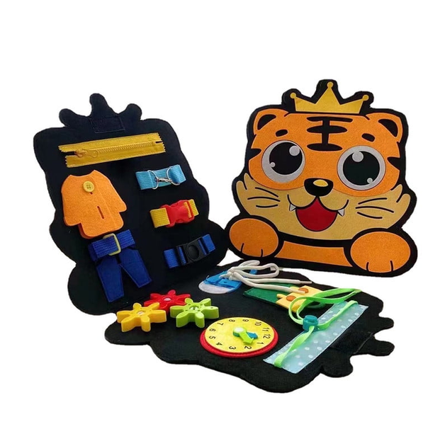 Интерактивная игрушка доска из мягкого фетра, развивающая игра для детей по системе Монтессори тигр - изображение 3