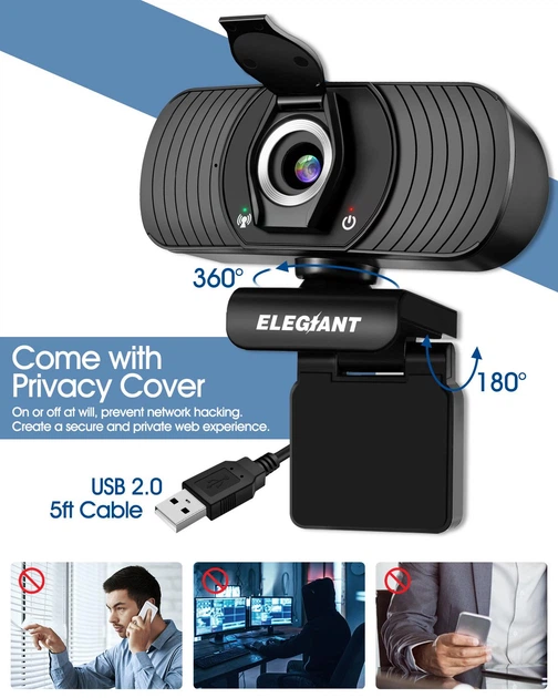 Веб камера EGC-C01 ELEGIANT 1080P с микрофоном и шторкой, FHD Webcam Plug and Play - Фото 2 Веб камера EGC-C01 ELEGIANT 1080P с микрофоном и шторкой, FHD Webcam Plug and Play - изображение 2