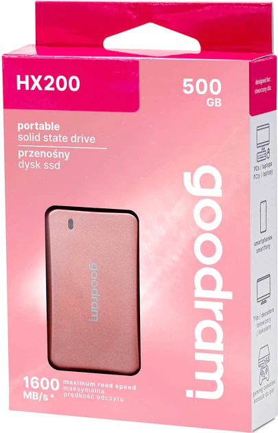 Dysk SSD Goodram HX200 500GB USB 3.2 Type-C Rose Gold (SSDPR-HX200-500-RG) External - obraz 7