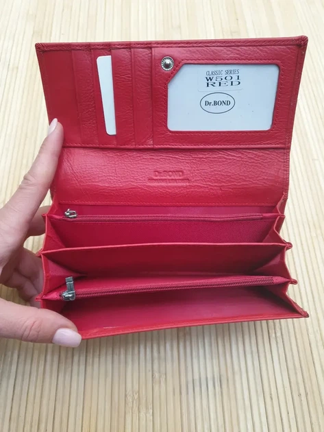 Кошелек женски из натуральной кожи Червоний W-501 на кнопці 18.5×8.5 - Фото 4 Кошелек женски из натуральной кожи Червоний W-501 на кнопці 18.5×8.5 - изображение 4