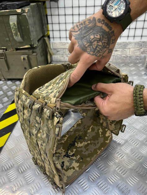 Плитоноска Cordura 1000D з 4 точками швидкого скидання та бічними кишенями під пластини Піксель - зображення 2