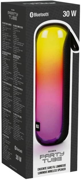 Głośnik przenośny BIGBEN Party Tube Luminous Speaker 30W Black (PARTYBTTUBEBK) - obraz 8