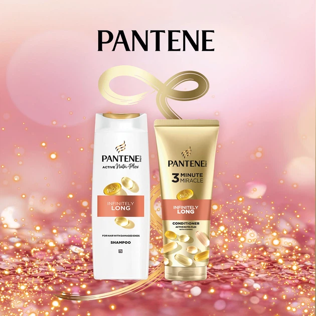 Подарунковий набiр Pantene Infinitely Long Шампунь 400 мл + Бальзам-ополіскувач 220 мл (8700216614870) - зображення 3