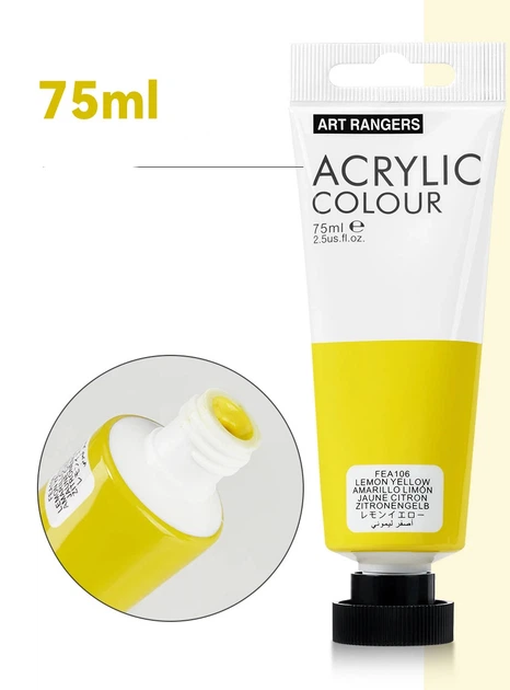 Акрилові фарби для малювання Art Ranger Acrylic regular 6 кольорів у тубах по 75ml. - зображення 4