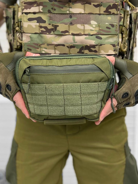 Напашник для бронежилета Cordura 1000D с карманами для снаряжения Olive - изображение 1