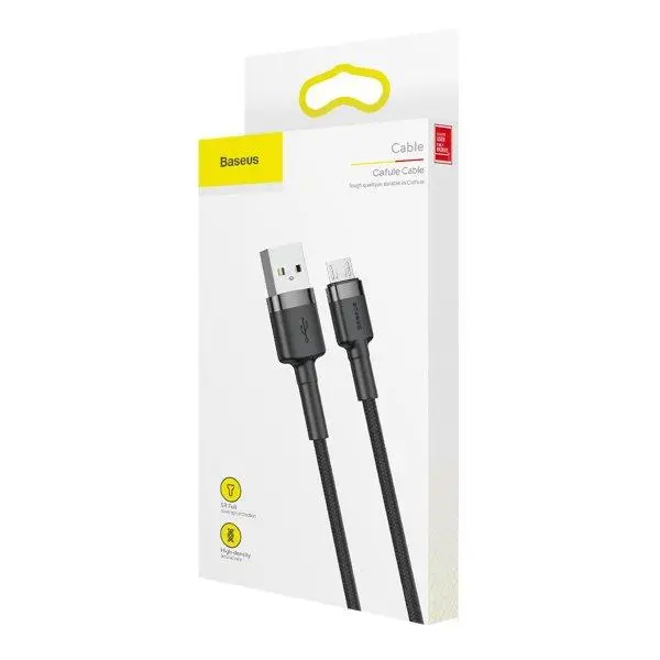 Кабель Baseus Cafule Cable USB For Micro 1.5A 2m Gray+Black (CAMKLF-CG1) - Фото 4 Кабель Baseus Cafule Cable USB For Micro 1.5A 2m Gray+Black (CAMKLF-CG1) - изображение 4