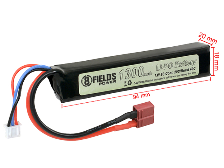 Акумулятор 8Fields LiPo 7.4V 1300mAh 7,4V 20/40C T-Connector - изображение 2