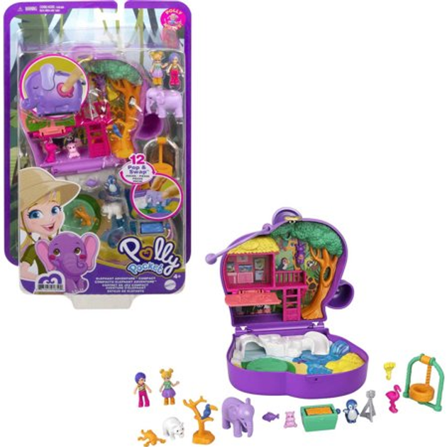 Ігровий набір Mattel Polly Pocket Пригоди слоника з аксесуарами GTN22 (0887961918502) - зображення 1