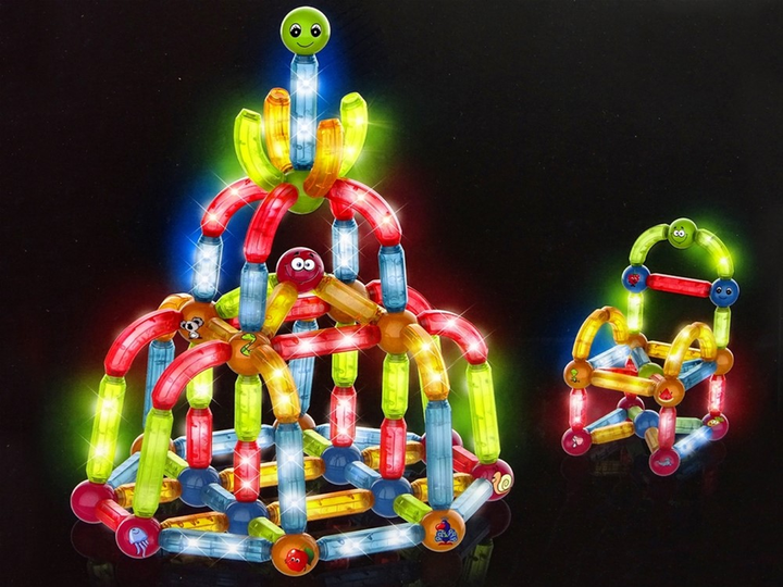 Klocki magnetyczne LEAN Toys Świecące 102 elementy (5905515351126) - obraz 3