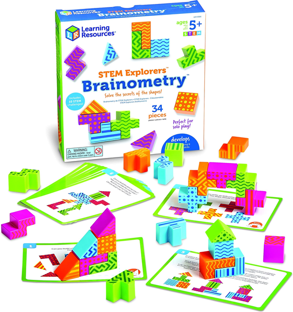 Klocki konstrukcyjne Learning Resources Brainometry Kostki 3D Łamigłówki 34 elementy (0765023093063) - obraz 1