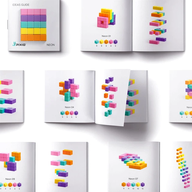 Klocki magnetyczne Pixio Neon 60 elementów (4897105240501) - obraz 3