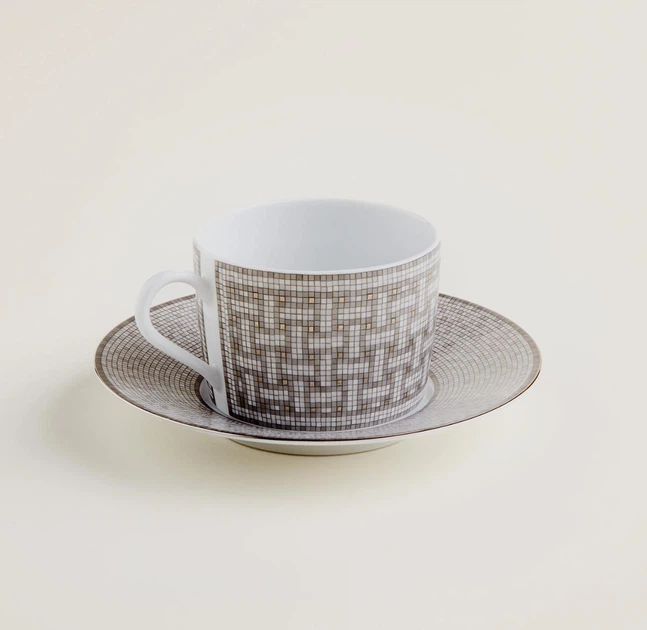 Чашка чайная с блюдцем HERMES Mosaïque au 24 Platinum – купить
