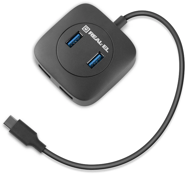 USB-хаб Real-El CQ-407 4xUSB-A 3.0 Чорний (4743304102020) - зображення 8