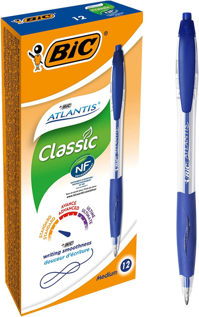 Набір олійних ручок BIC Atlantis Classic Сині 12 шт (0070330136700) - зображення 1