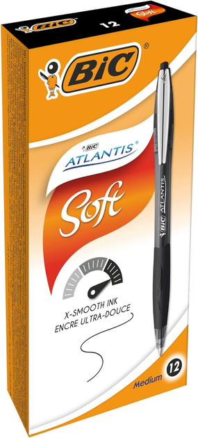 Zestaw długopisów kulkowych BIC Atlantis Soft Czarne 12 szt (3086123307582) - obraz 1