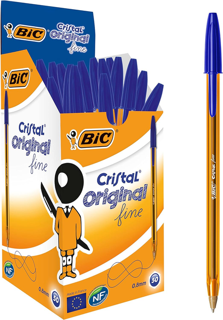 Набір кулькових ручок BIC Cristal Fine Сині 50 шт (3086123134478) - зображення 1