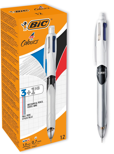 Zestaw BIC 4 Colors Długopisy kulkowe 12 szt + Ołówek mechaniczny (3086123449558) - obraz 1