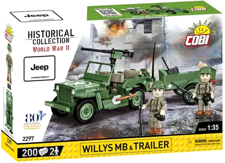 Klocki konstrukcyjne Cobi Historical Collection Willys MB&Trailer 200 elementów (5902251022976) - obraz 1