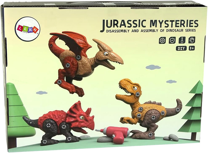 Zestaw figurek Leantoys Jurasssic Mysteries Dinozaury do skręcania 3 szt (5904665992562) - obraz 1