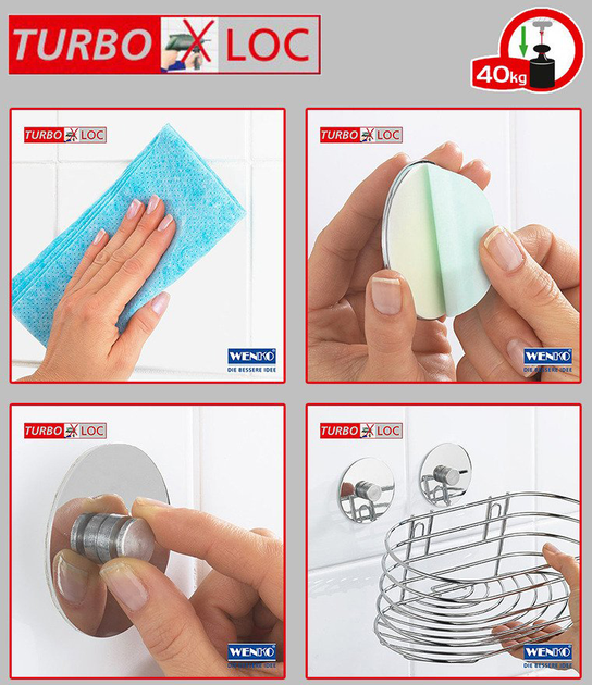Uchwyt na papier toaletowy Wenko Classic Chrome Turbo-Loc srebrny (4008838187746) - obraz 6