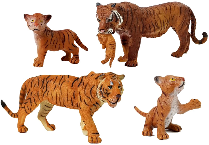 Набір фігурок LEAN Toys Тварини Сафарі Слони та тигри 7 шт (5905214970888) - зображення 5