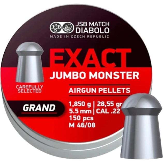 Пульки JSB Exact Jumbo Monster Grand 5,52 мм 1,85 г (150 шт/уп) (546488-150) - изображение 1