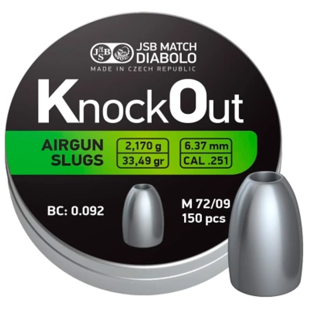 Пульки JSB Diabolo KnockOut Slugs .251 (546125-150) - изображение 1