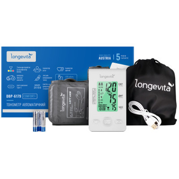 Тонометр Longevita Авт.вимір.артер.тиску LONGEVITA DBP-6179 (DBP-6179) - зображення 1