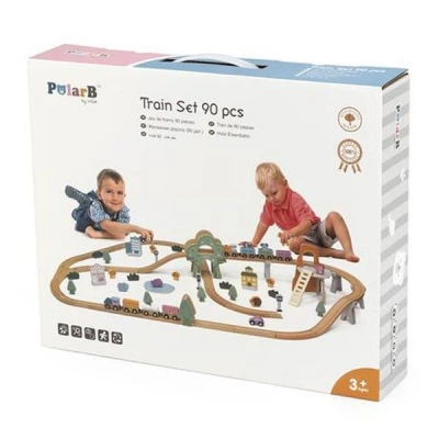 Залізниця Viga Toys дерев'яна PolarB 90 елементів (44067