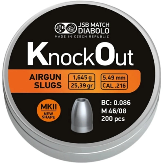 Пульки JSB Diabolo KnockOut Slugs MKII .216 (546222-200) - изображение 1