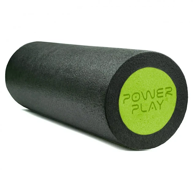 Масажний ролик (роллер) гладкий PowerPlay 4021 Fitness Roller Чорно-зелений (30x15см.) - зображення 4