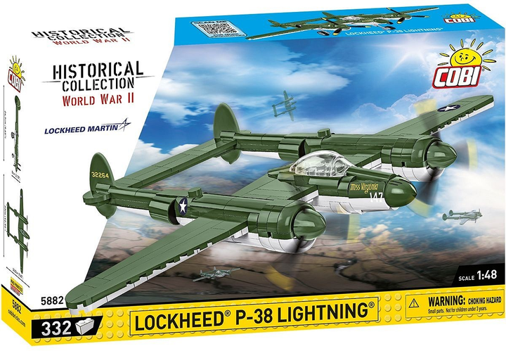 Zestaw klocków Cobi Lockheed P-38 Lightning 332 elementy (5902251058821) - obraz 1